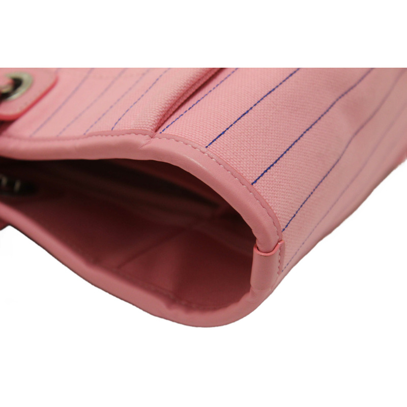 Chanel Pink Pinstripe Canvas Medium Deauville Shopping Tote-11