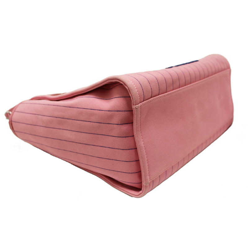 Chanel Pink Pinstripe Canvas Medium Deauville Shopping Tote-12
