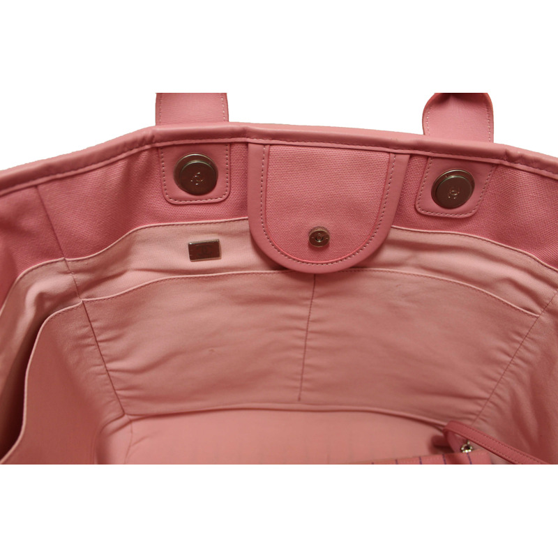 Chanel Pink Pinstripe Canvas Medium Deauville Shopping Tote-25