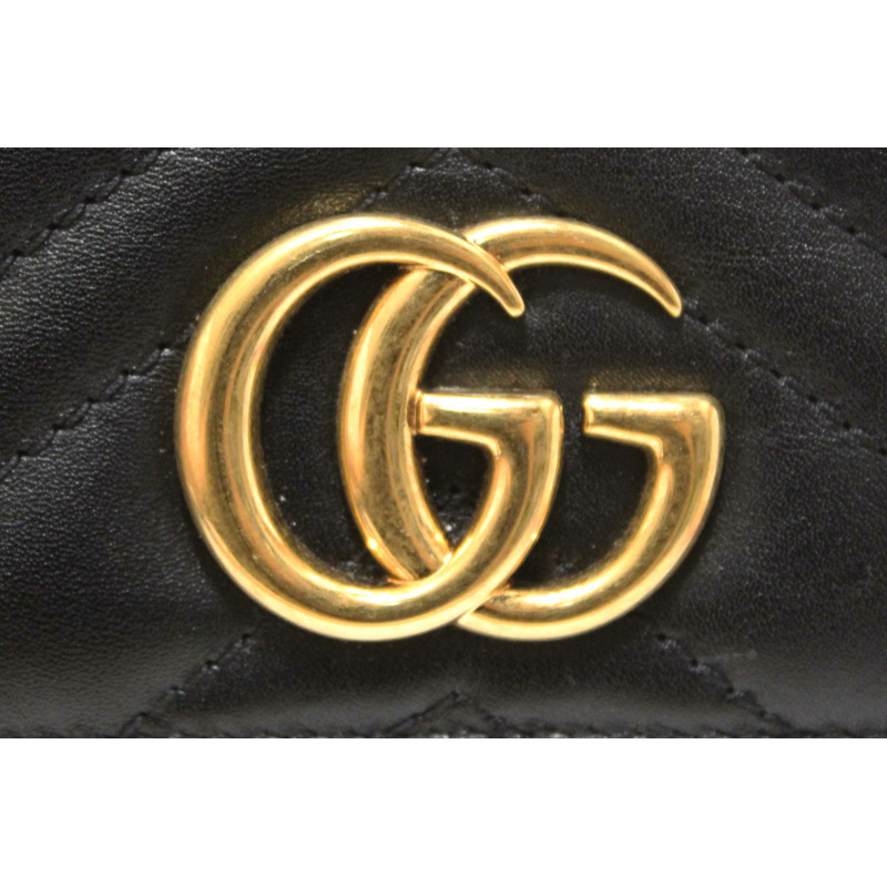 Gucci Black Marmont Chevron Leather Three Folded Wallet 474802 Wallet-6