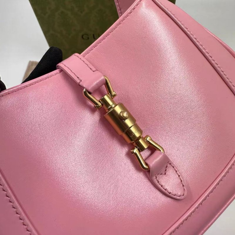 Gucci Jackie1961迷你全皮粉色 半月包斜背包19*3*13cm 配件塵袋盒子 全新帶膜-1