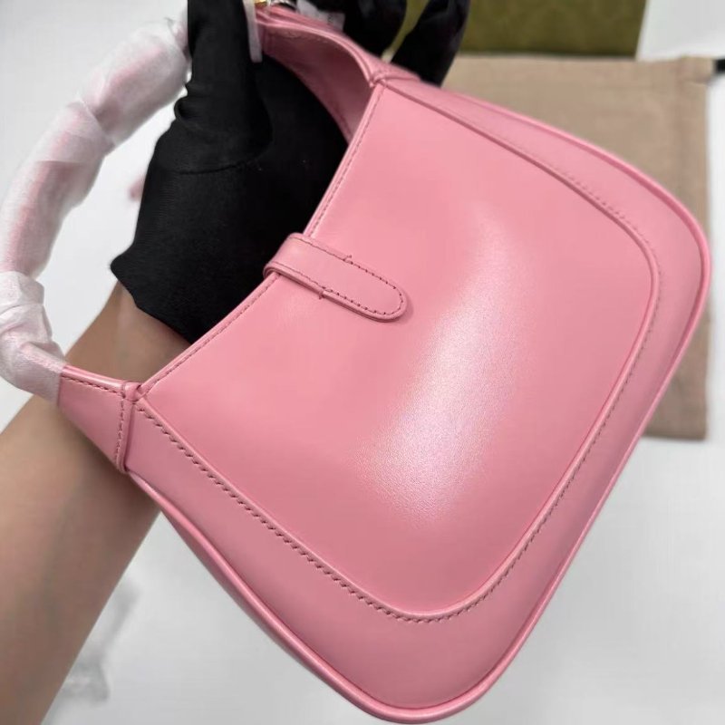 Gucci Jackie1961迷你全皮粉色 半月包斜背包19*3*13cm 配件塵袋盒子 全新帶膜-4
