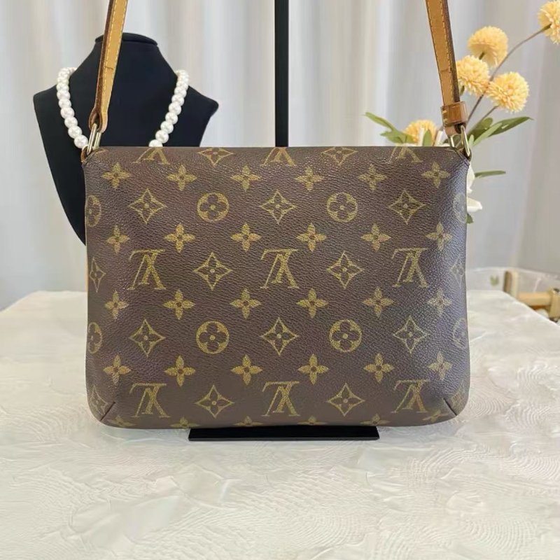 LV 老花橫版中古王菲包 99年 98新 25*18*5 配件塵袋-0