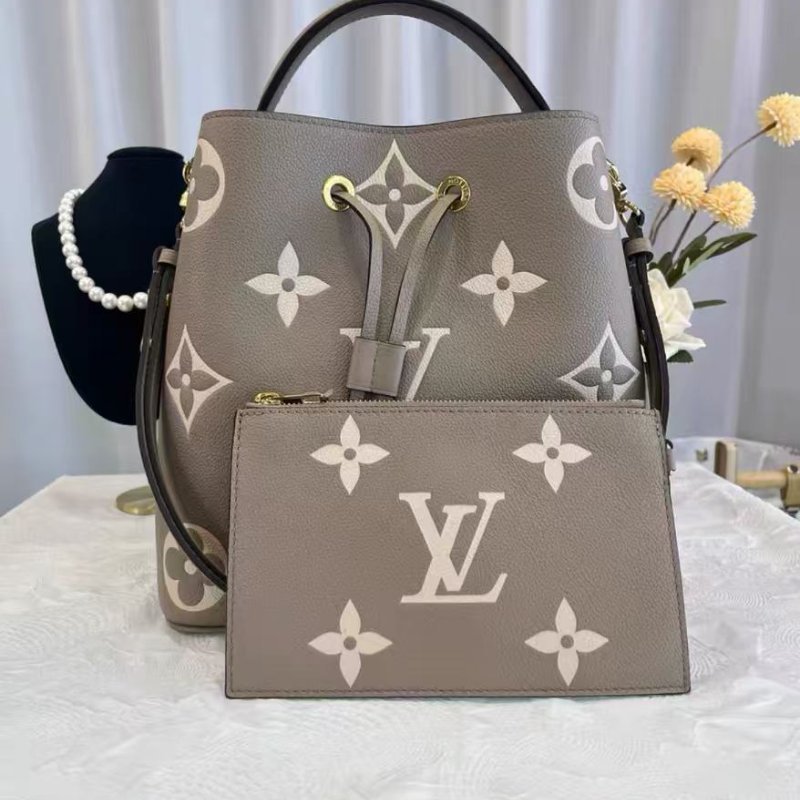 LV NÉONOÉ 中號 大象灰水桶包 芯片款 99新 26*26*17 配件塵袋-0
