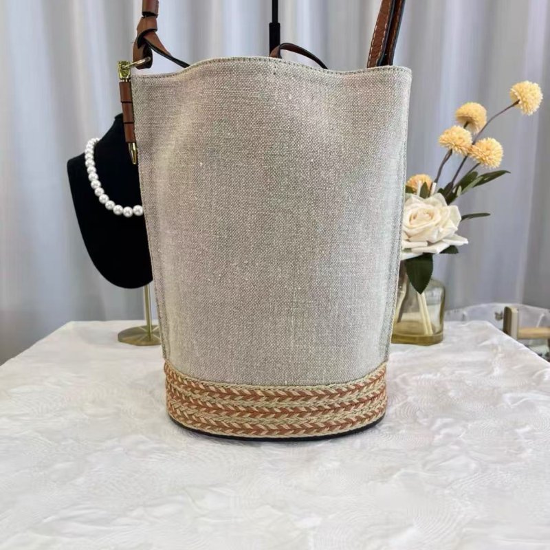 Loewe GateBucket 金棕色牛皮編織水桶包 98新 19*14*24 配件塵袋-1