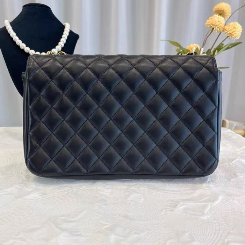 Chanel 埃及系列 黑金羊皮古巴大logo 翻蓋鍊條包 98新 26.5*16.5*5 配件齊全-6