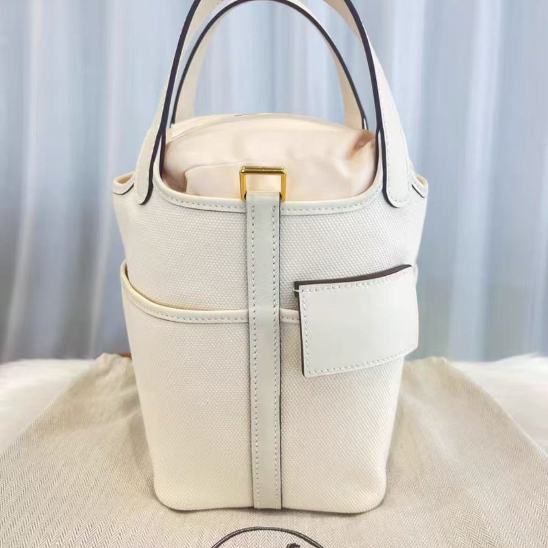 Hermes Picotin18 Cargo水桶 奶油白 金扣 U刻 配件塵袋 全新-0