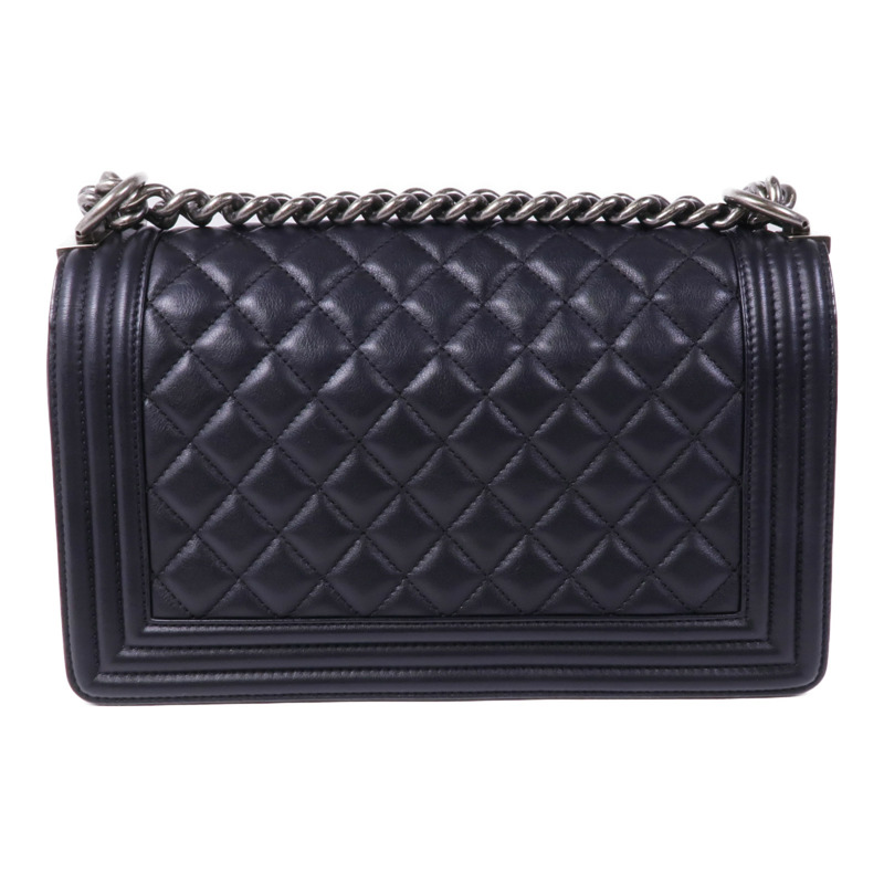 CHANEL 羊皮皮革Boy 25銀扣鏈帶肩背袋-1