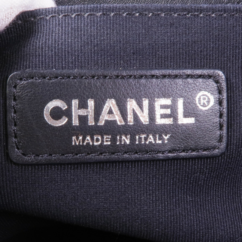 CHANEL 羊皮皮革Boy 25銀扣鏈帶肩背袋-12