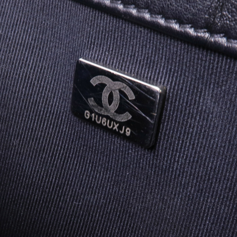 CHANEL 羊皮皮革Boy 25銀扣鏈帶肩背袋-13