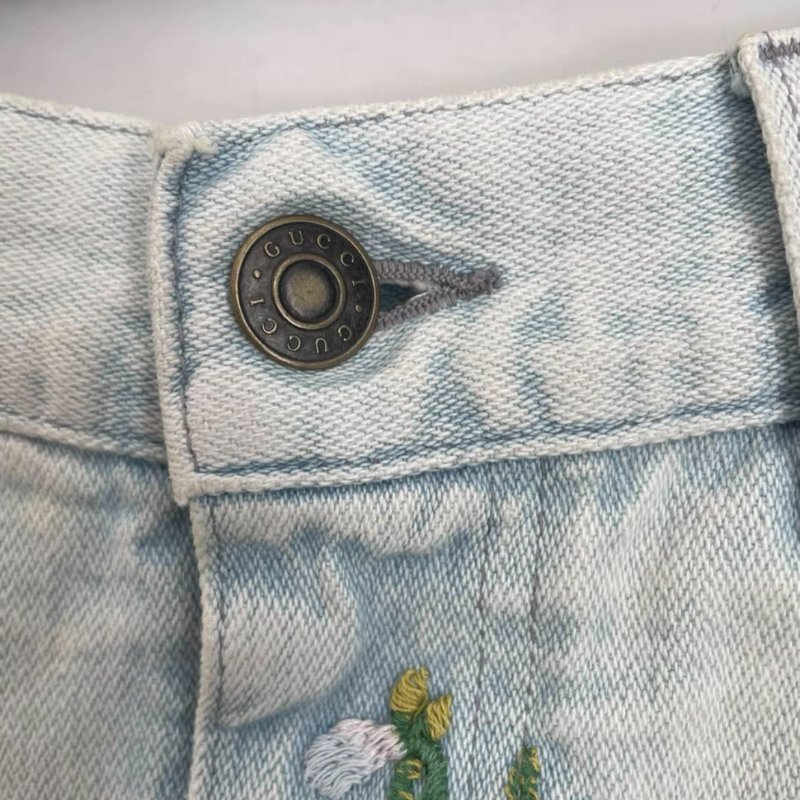 Gucci 花卉牛仔短裙 38號 非常新-2