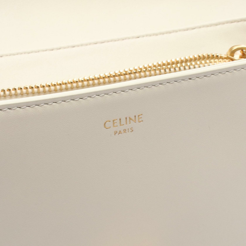 CELINE 中 Nino 單肩包 手提包 117523 皮革 白色 二手 女士-3