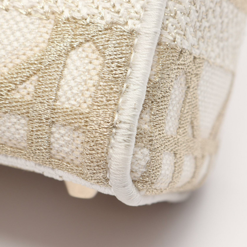 Dior Lady Dior Mini Cannage 肩背包 手袋 帆布 白金 二手 女款 CD-4