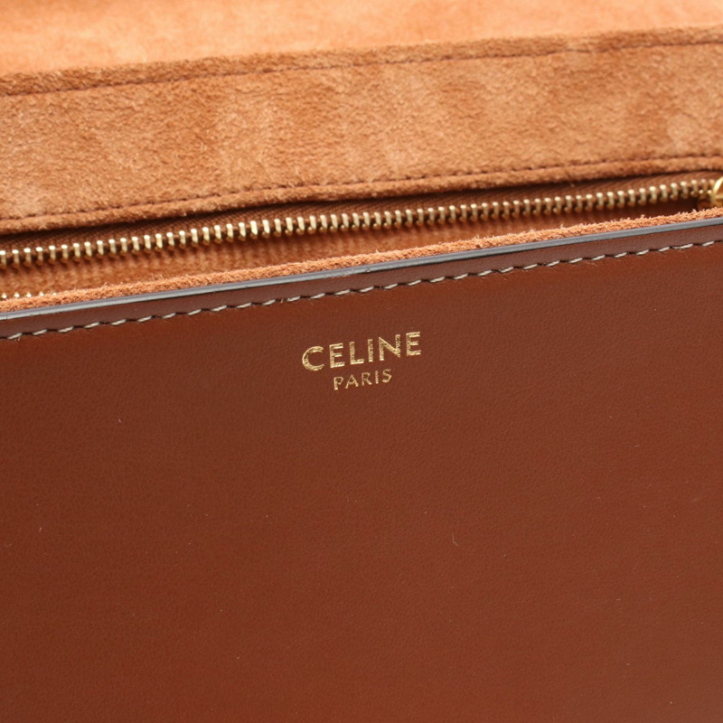 CELINE teen soft 16 單肩包 196853 皮革 棕色 二手 女士-3