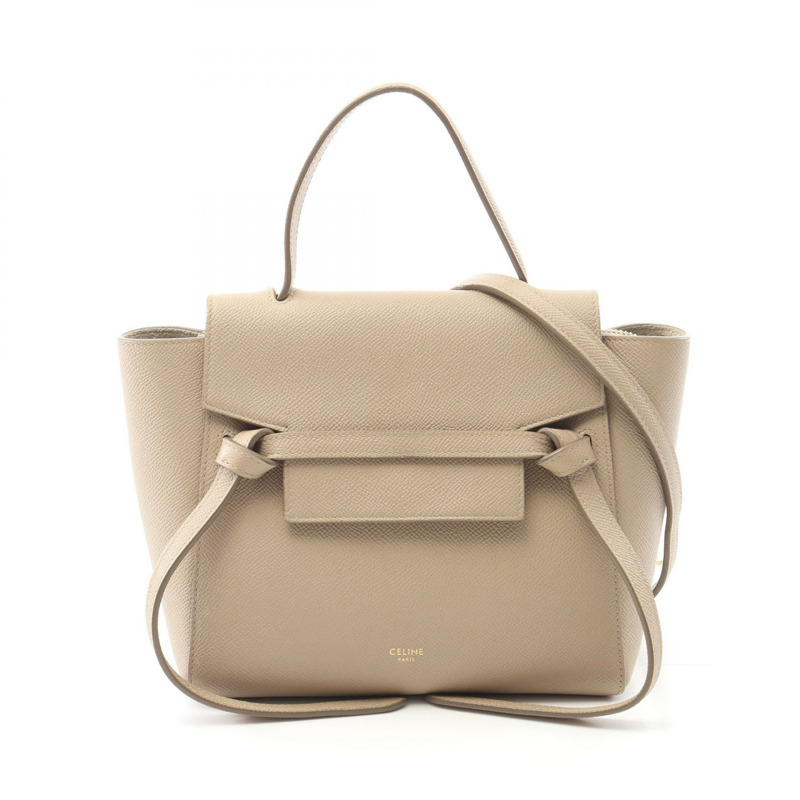 CELINE 腰包 Nano 2Way 肩背包袋 189003 皮革 米色 二手 女款-0