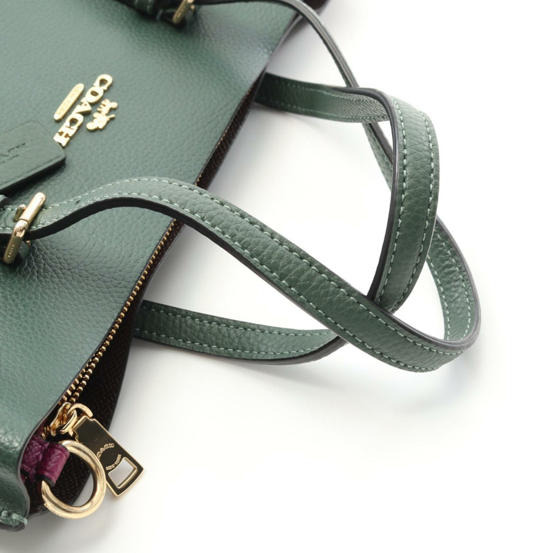 COACH MOLLIE TOTE 25 單肩手提包 H22200 皮革 綠色 二手 女士-6