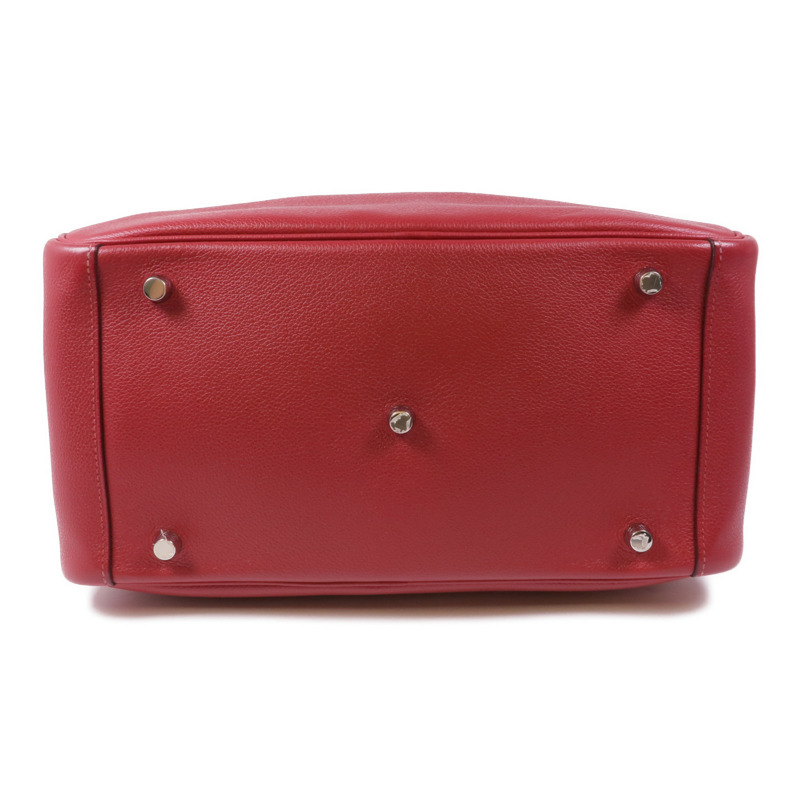 HERMES Clemence皮革Lindy 30銀扣肩背袋Rouge Casaque-3