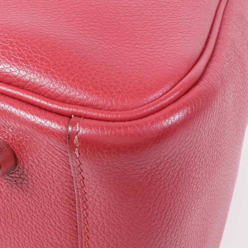 HERMES Clemence皮革Lindy 30銀扣肩背袋Rouge Casaque-7