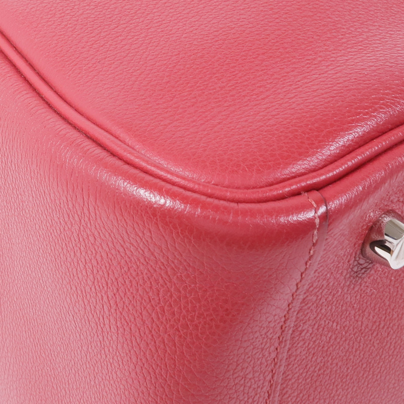 HERMES Clemence皮革Lindy 30銀扣肩背袋Rouge Casaque-8