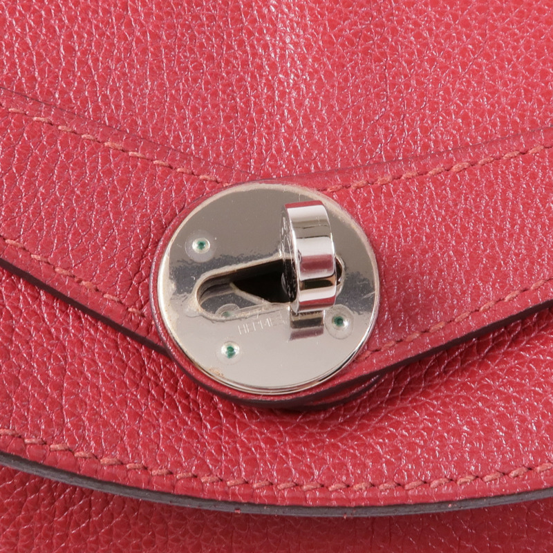 HERMES Clemence皮革Lindy 30銀扣肩背袋Rouge Casaque-9
