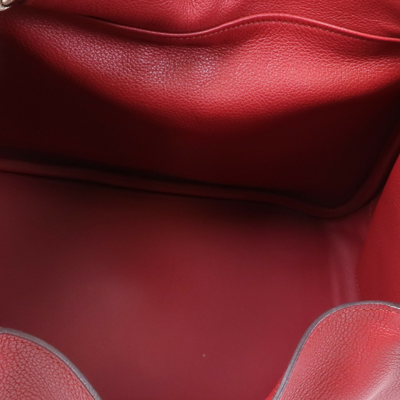HERMES Clemence皮革Lindy 30銀扣肩背袋Rouge Casaque-10