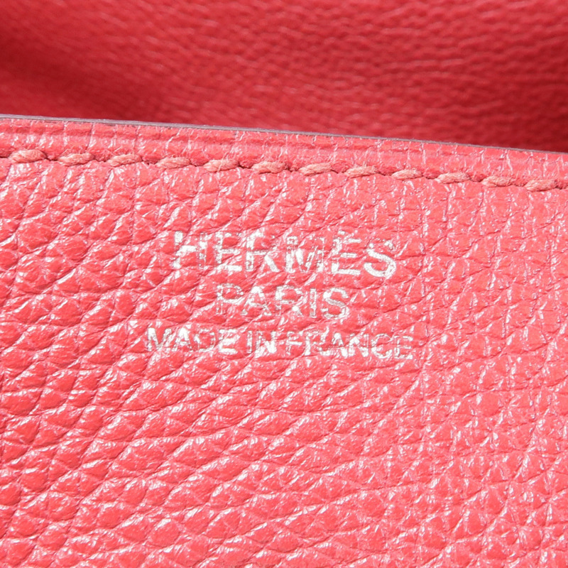 HERMES Clemence皮革Lindy 30銀扣肩背袋Rouge Casaque-11