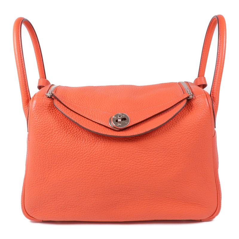 HERMES Clemence皮革Lindy 30銀扣手挽肩背兩用袋Rouge Pivoine-0