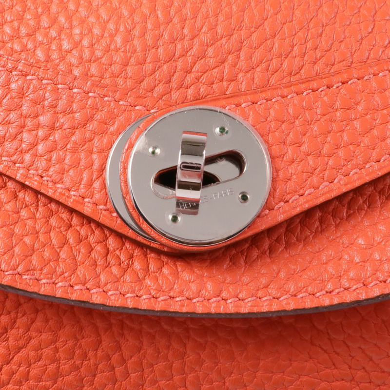 HERMES Clemence皮革Lindy 30銀扣手挽肩背兩用袋Rouge Pivoine-9