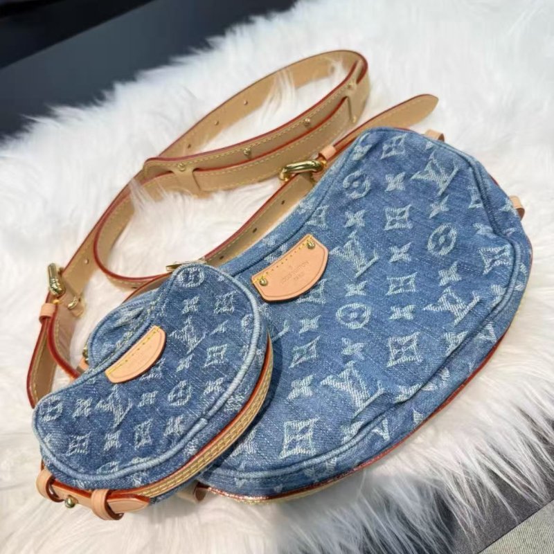 Lv Denim REMIX 系列 丹寧牛仔子母碗豆包 中號 配件盒子塵袋購證-0