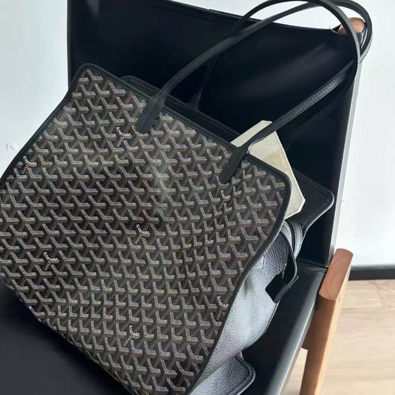 goyard 黑色老花hardy手提拉鍊tote 99新 配件子包.版墊-5