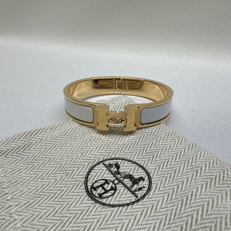 HERMES Clic H白金細版琺瑯手環-2