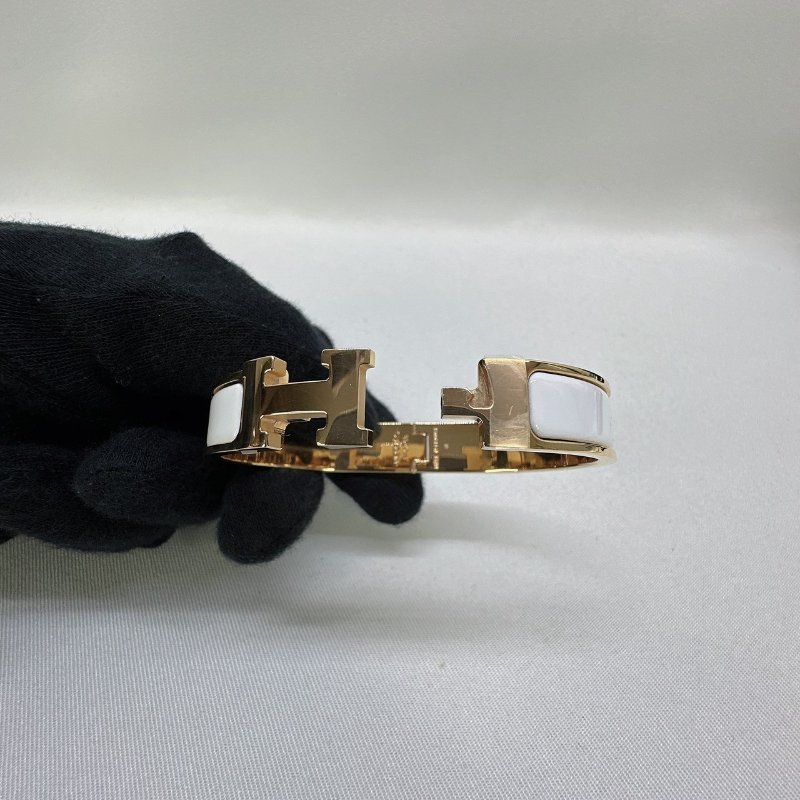 HERMES Clic H白金細版琺瑯手環-4