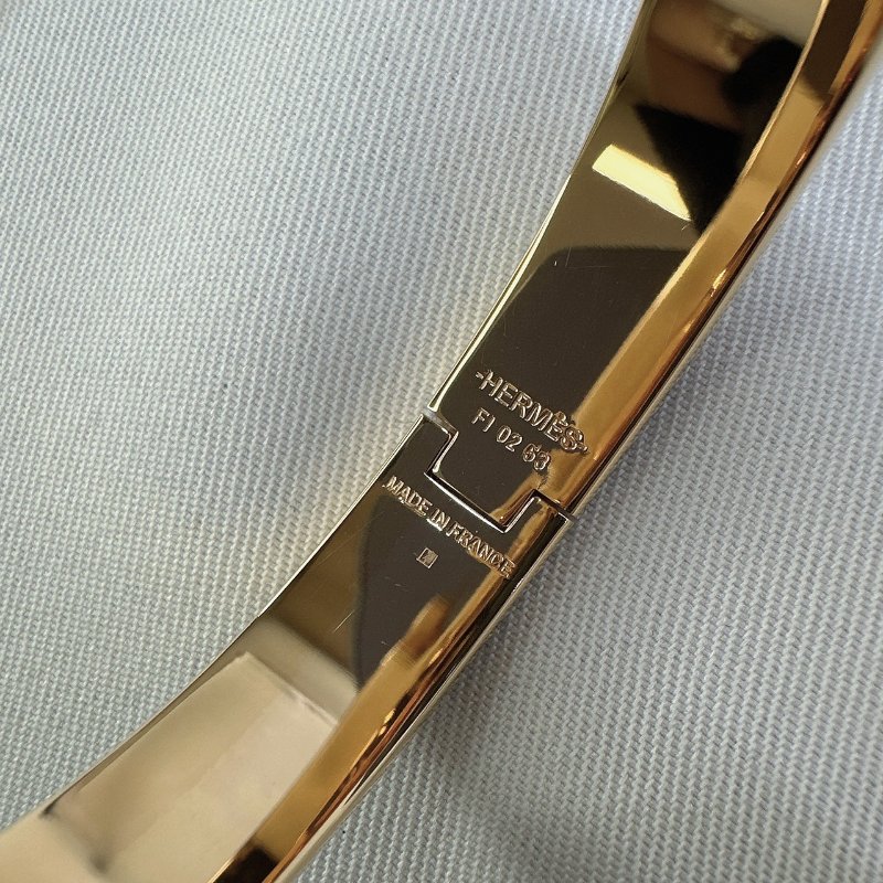 HERMES Clic H白金細版琺瑯手環-5