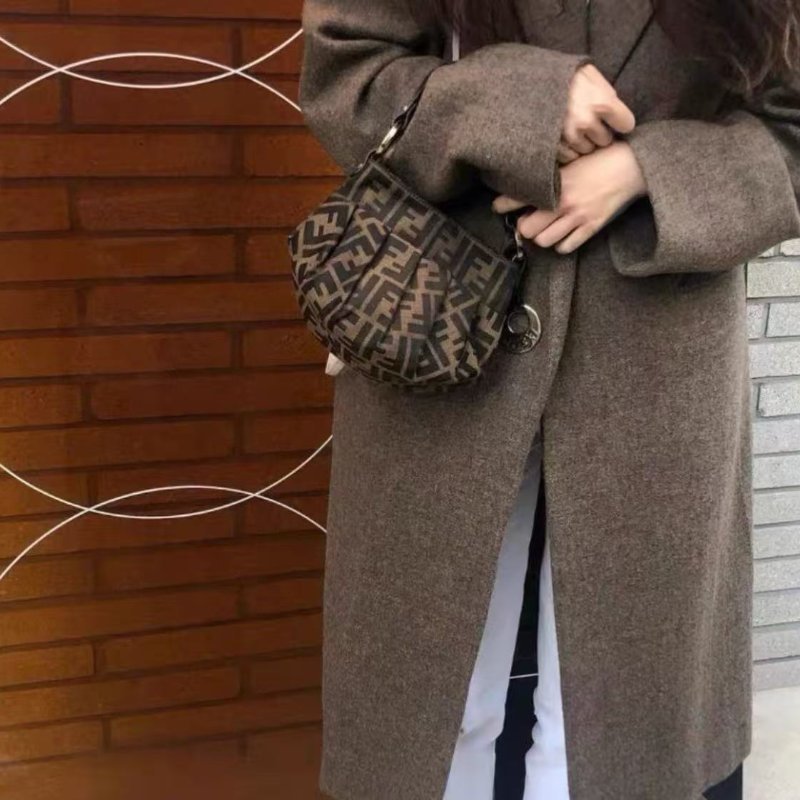 fendi vintage zucca老花mini 元寶福袋 燒賣包 99新 18*18*14cm 配件塵袋-1