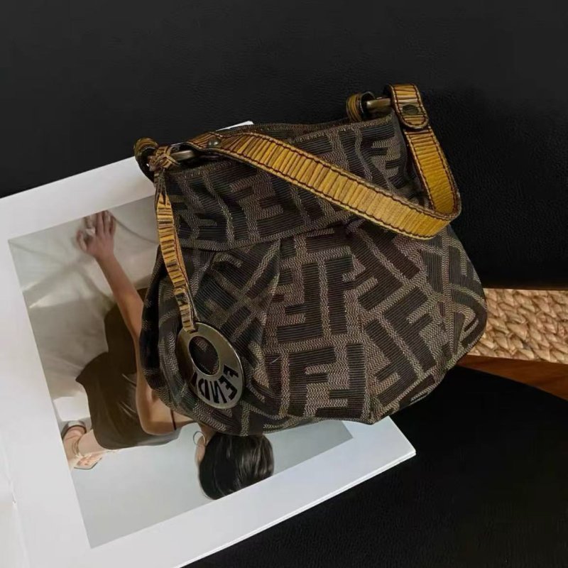 fendi vintage zucca老花mini 元寶福袋 燒賣包 99新 18*18*14cm 配件塵袋-3