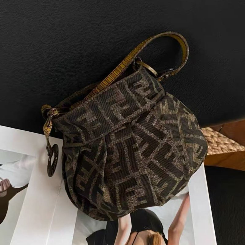 fendi vintage zucca老花mini 元寶福袋 燒賣包 99新 18*18*14cm 配件塵袋-4