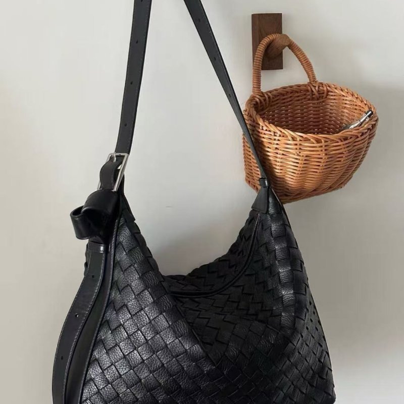 bv traveller黑色鹿皮hobo編織腋下肩背包 35×29.5×8.5cm 99新 配件塵袋-1