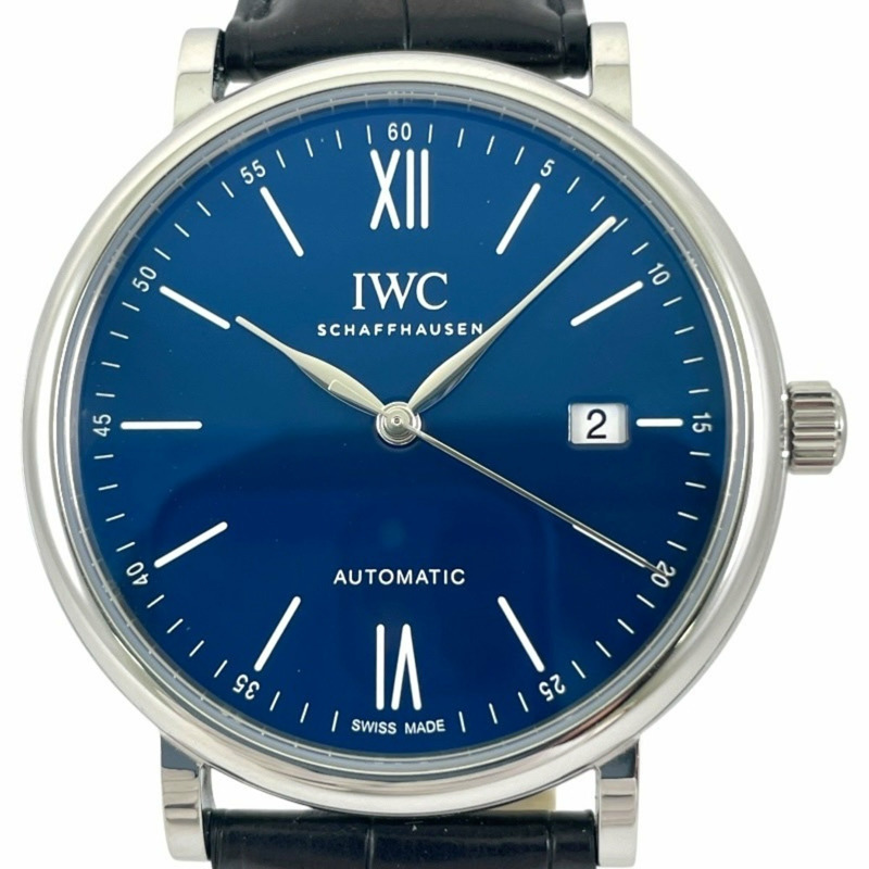 IWC 萬國錶柏濤菲諾系列 IW356518 不鏽鋼皮革男錶,150 週年限量版 2000 枚,藍色錶盤-0