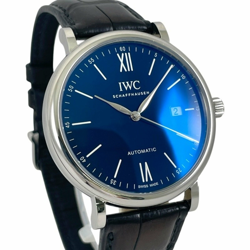 IWC 萬國錶柏濤菲諾系列 IW356518 不鏽鋼皮革男錶，150 週年限量版 2000 枚，藍色錶盤-2