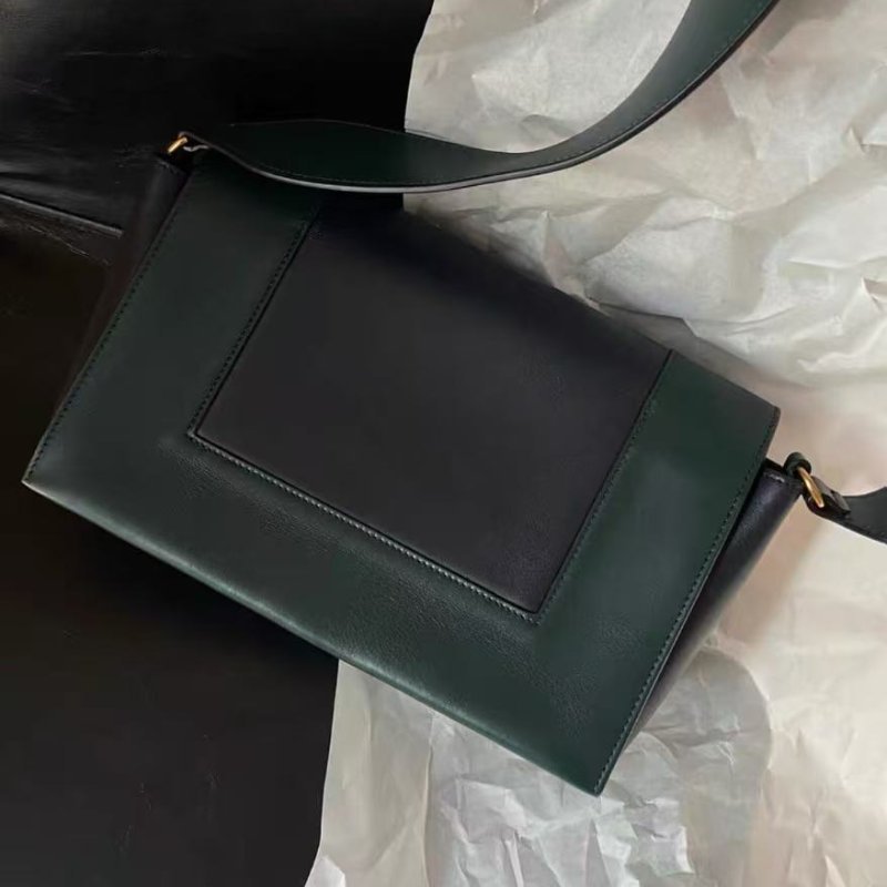 celine 墨綠拚色frame中號 斜背包 25*10.5*15cm 98新 配件塵袋-1