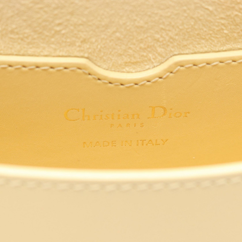 Dior BOBBY 小單肩包斜背包皮革黃色二手女款 GHW-3