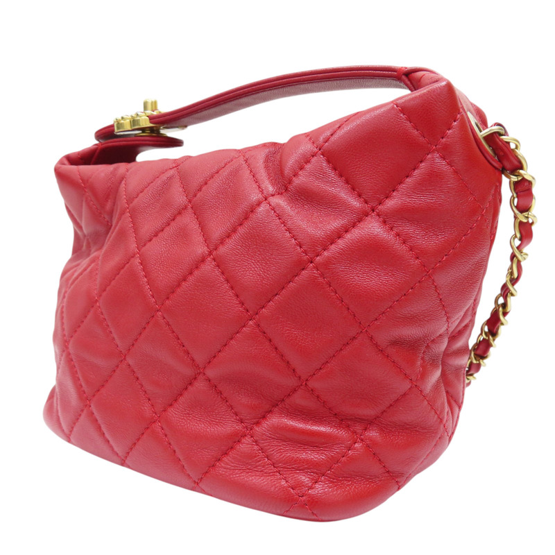 紅色 羊皮 Perfect Meeting Hobo 鍊帶 肩背包 (無卡)【CHANEL 香奈兒】 AS1745-2