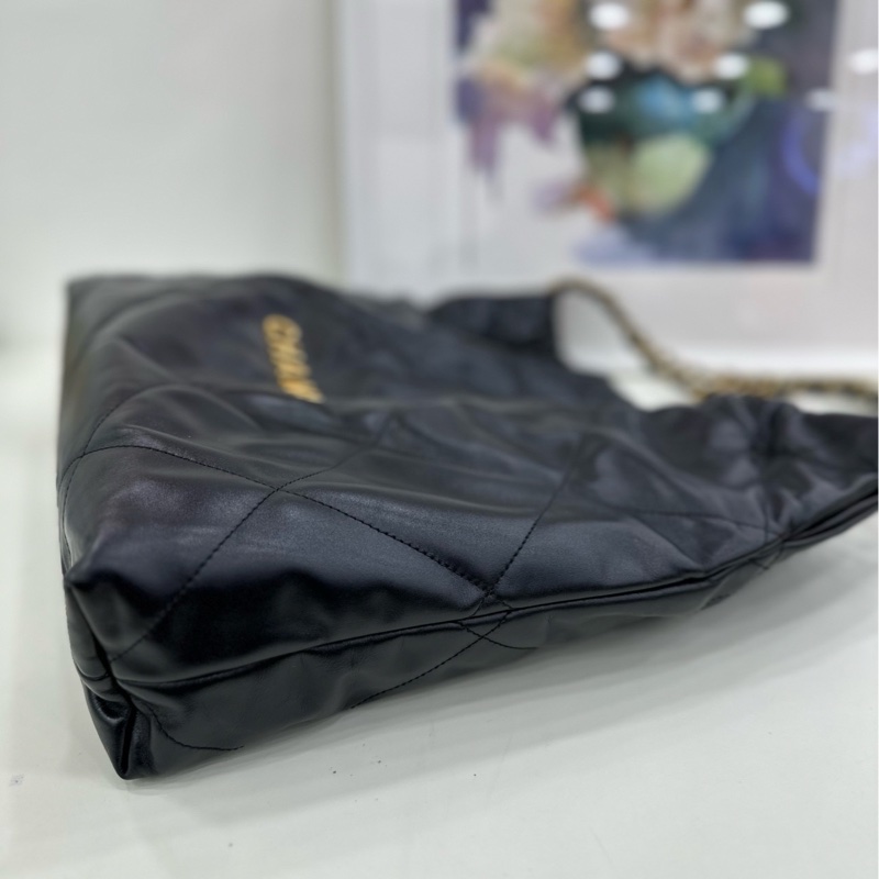 Chanel 香奈兒22bag 黑金中號23B 全套 99新 有購證-4