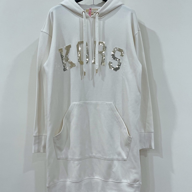 美國Michael Kors連帽抽繩亮片字母洋裝-1