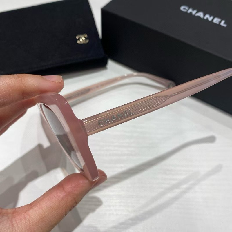✨Chanel 粉色貓眼太陽眼鏡 全新全配-4