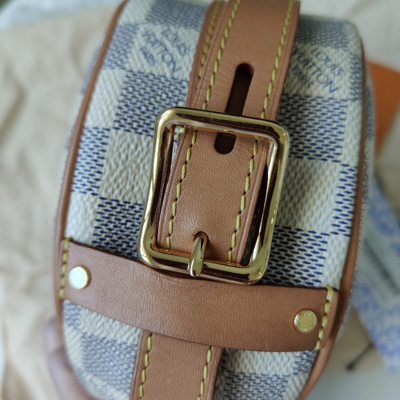 9成新  LV 小號圓餅包 pm 白色棋盤格N40333-37