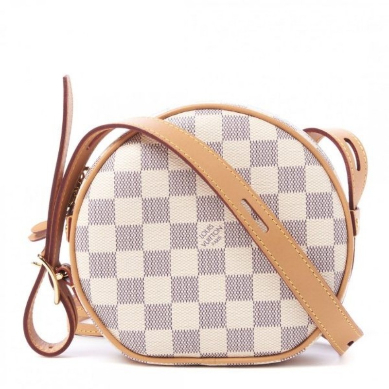 9成新  LV 小號圓餅包 pm 白色棋盤格N40333-51