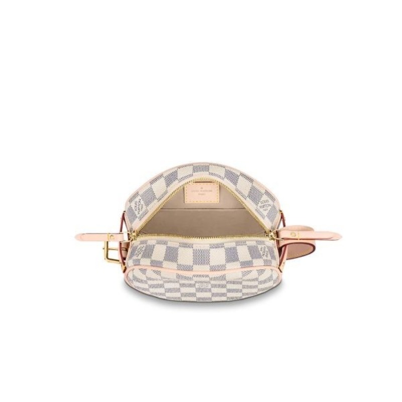 9成新  LV 小號圓餅包 pm 白色棋盤格N40333-52