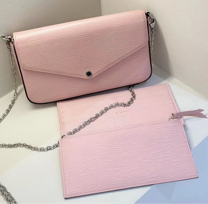 「JL精品代購」95新 LV 粉色水波紋 三合一-0