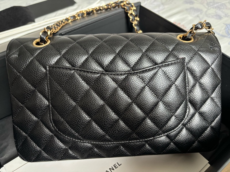 9成新 Chanel cf 25 值得收藏-黑金荔枝牛皮 金扣 - 台灣購入-1